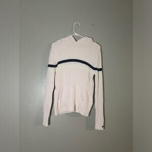 Varsity Stripes Y2K |Cableknit hoodie sweater |Preppy Grunge